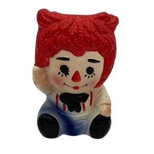 Vintage Raggedy Andy Ceramic 6 inches Planter Trinket Holder Nancy Pew Japan